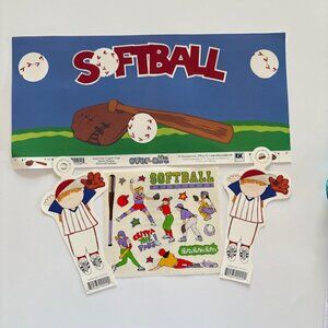 Softball Scrapbook Stickers Diecuts Crafting Junk Journal Embellishments Vintage